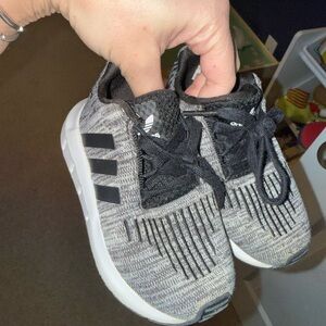 Adidas Kids Black and White Knit Sneakers